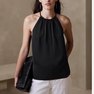 Banana Republic Black Tie Halter Sweater Tank Top | XS